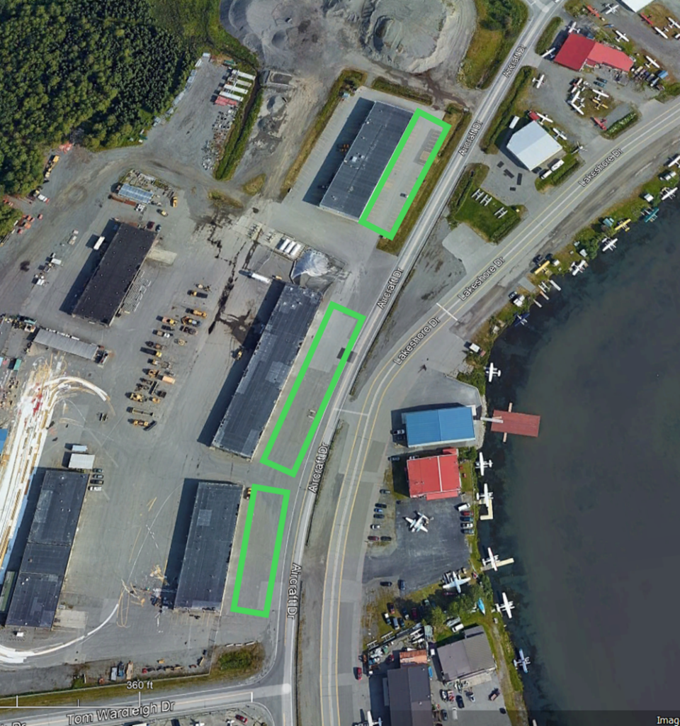 A map showing the location of parking for the Anchorage Aviation Day event.
